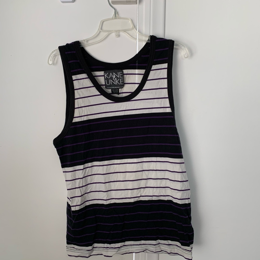 Black, White, and Purple Striped Tank Top